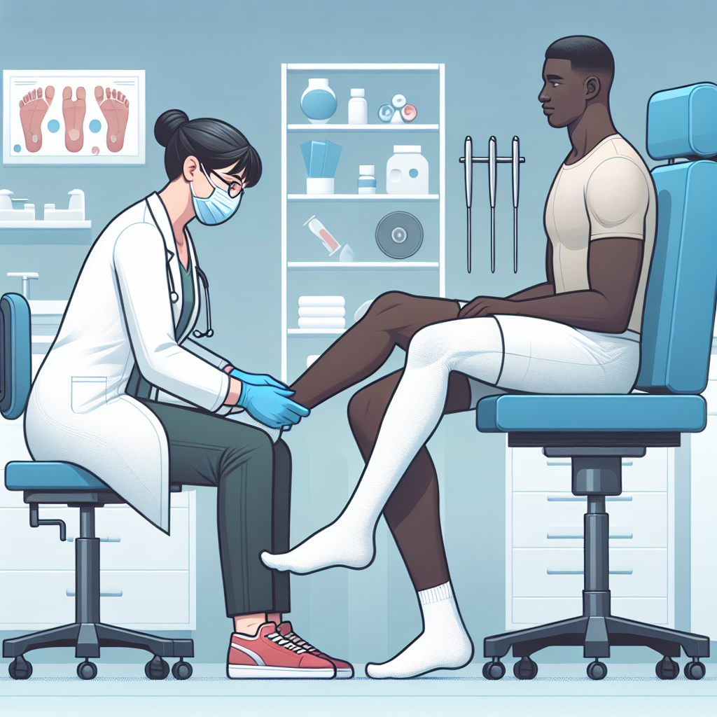 Realistic stock image of podiatrist treating patient